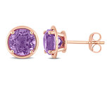 2.60 Carat (ctw) Amethyst Solitaire Earrings in 10K Rose Pink Gold