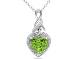 1.65 Carat (ctw) Peridot Heart Pendant Necklace in Sterling Silver with Chain