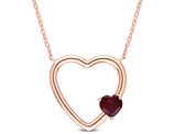 1/2 Carat (ctw) Garnet Open Heart Pendant Necklace in 10K Pink Gold with chain