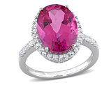 7.50 Carat (ctw) Pink and White Topaz Halo Ring in 14K White Gold