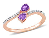 1/3 Carat (ctw) Amethyst Criss-Cross Ring 10K Rose Pink Gold with Diamonds