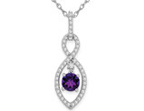 4/5 Carat (ctw) Amethyst and Diamond 2/5 Carat (ctw) Infinity Pendant Necklace in 14K White Gold