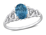 1 5/8 Carat (ctw) London Blue Topaz Ring in 10K White Gold with Diamonds