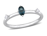 1/3 Carat (ctw) London Blue Topaz Ring in 10K White Gold with White Topaz