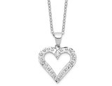 Sterling Silver with Platinum Plating Heart Pendant with Diamonds Accents and Chain