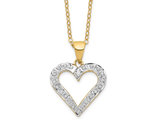 Sterling Silver with Yellow Gold Plating Heart Pendant with Diamonds Accents and Chain