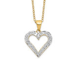 Sterling Silver with Yellow Gold Plating Heart Pendant with Diamonds Accents and Chain