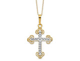 14K Yellow Gold Diamond Accent Cross Pendant Necklace with Chain