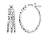 Accent Diamond Hoop Earrings in Platinum Plated Sterling Silver (1 Inch)