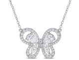 1.75 Carat (ctw) Lab-Created Moissanite Butterfly Pendant Necklace in Sterling Silver with Chain