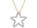 1/5 Carat (ctw) Diamond Star Charm Pendant Necklace in Yellow Plated Silver with Chain