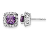 1.20 Carat (ctw) Amethyst Halo Earrings in 14K White Gold Earrings with Lab-Grown Diamonds