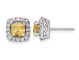 1.20 Carat (ctw) Citrine Halo Earrings in 14K White Gold Earrings with Lab-Grown Diamonds
