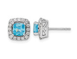 1.40 Carat (ctw) Aquamarine Halo Earrings in 14K White Gold Earrings with Lab-Grown Diamonds
