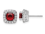 1.60 Carat (ctw) Garnet Halo Earrings in 14K White Gold Earrings with Lab-Grown Diamonds