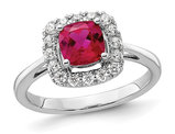 1.15 Carat (ctw) Lab-Created Ruby Ring in 14K White Gold with Lab-Grown Diamonds 1/4 Carat (ctw)