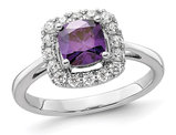 9/10 Carat (ctw) Amethyst Ring in 14K White Gold with Lab-Grown Diamonds 1/4 Carat (ctw)