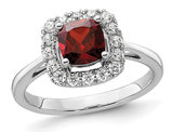 1.25 Carat (ctw) Garnet Ring in 14K White Gold with Lab-Grown Diamonds 1/4 Carat (ctw)