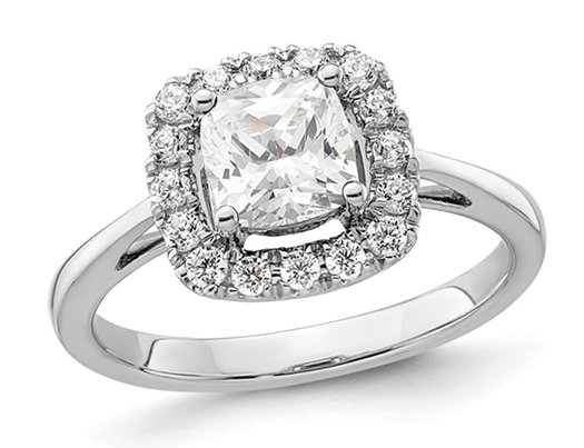 1.20 Carat (ctw) Lab-Created White Sapphire Ring in 14K White Gold with Lab-Grown Diamonds 1/4 Carat (ctw)