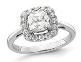 1.20 Carat (ctw) Lab-Created White Sapphire Ring in 14K White Gold with Lab-Grown Diamonds 1/4 Carat (ctw)