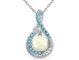 2/5 Carat (ctw) Lab-Created Opal and Amethyst Infinity Pendant Necklace in 14K White Gold with Chain