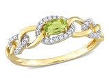 1/4 Carat (ctw) Peridot Link Ring in 10K Yellow Gold with Diamonds