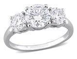 2.25 Carat (ctw) Lab-Created Three-Stone Moissanite Engagement Ring in Sterling Silver