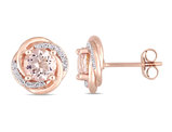 1.75 Carat (ctw) Morganite Swirl Earrings in 10K Rose Pink Gold with Diamonds