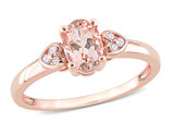 3/4 Carat (ctw) Morganite Ring in Rose Plated Sterling Silver with Accent Diamonds