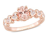 7/8 Carat (ctw) Morganite and White Topaz Ring in Rose Plated Sterling Silver