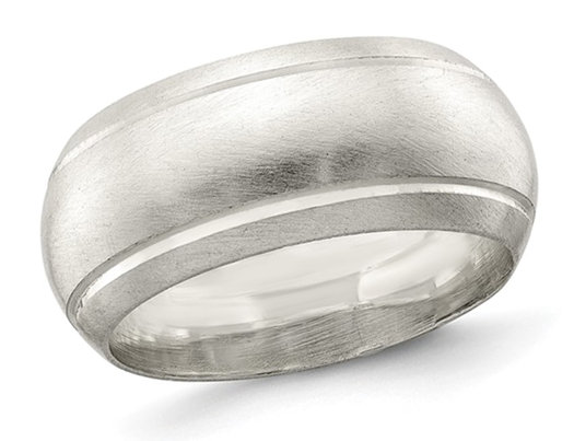 Men's 9mm Satin Finish Wedding Band Ring in Sterling Silver