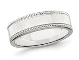 Ladies or Men's Sterling Silver 6mm Edge Design Wedding Band Ring