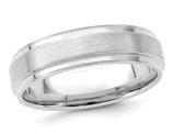 Ladies or Men's 14K White Gold 6mm Satin Brush Wedding Band Ring