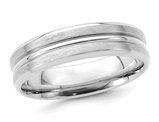 Ladies or Men's 14K White Gold 6mm Fancy Satin Brush Wedding Band Ring