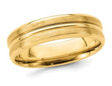 Ladies or Men's 14K Yellow Gold 6mm Fancy Satin Brush Wedding Band Ring