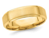Ladies or Men's 14K Yellow Gold 6mm Fancy Satin Brush Wedding Band Ring