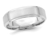 Ladies or Men's 14K White Gold 6mm Fancy Satin Brush Wedding Band Ring