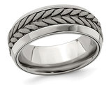Men's Stainless Steel 9mm Beveled Pattern Band Ring