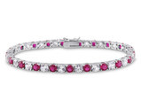 14.50 Carat (ctw) Lab-Created Ruby and White Sapphire Bracelet in Sterling Silver (7.25 Inches)
