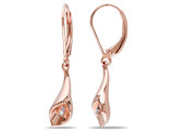 Sterling Silver Drop Leverback Earrings with Diamonds Accents