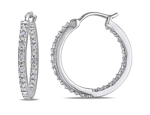 1/4 Carat (ctw I-J, I2-I3) Diamond Hoop Earrings in Sterling Silver