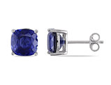 6.00 Carat (ctw) Lab-Created Blue Sapphire Solitaire Earrings in Sterling Silver