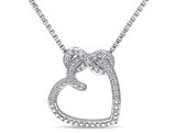 1/20 Carat (ctw I2-I3) Diamond Heart Pendant Necklace in Sterling Silver with Chain