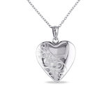 Sterling Silver Locket Heart Pendant Necklace with 18 Inch Chain