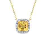 1 1/3 Carat (ctw) Citrine Pendant Necklace in 10K Yellow Gold with Chain and Diamonds