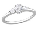 1/2 Carat (ctw H-I, I1-I2) Three-Stone Diamond Engagement Ring in 14K White Gold