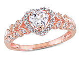 3/5 Carat (ctw) Lab-Created White Sapphire Heart Promise Ring in 10K Rose Pink Gold