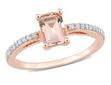 7/8 Carat (ctw) Morganite Ring in 10K Rose Pink Gold with Diamonds