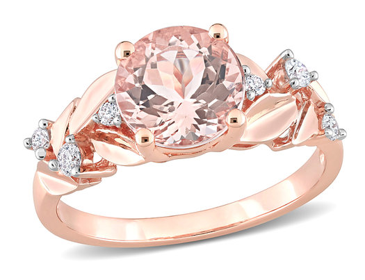 1.75 Carat (ctw) Morganite Floral Ring in 10K Rose Pink Gold with Diamonds