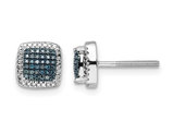 1/5 Carat (ctw) Enhanced Blue & White Diamond Cluster Earrings in Sterling Silver